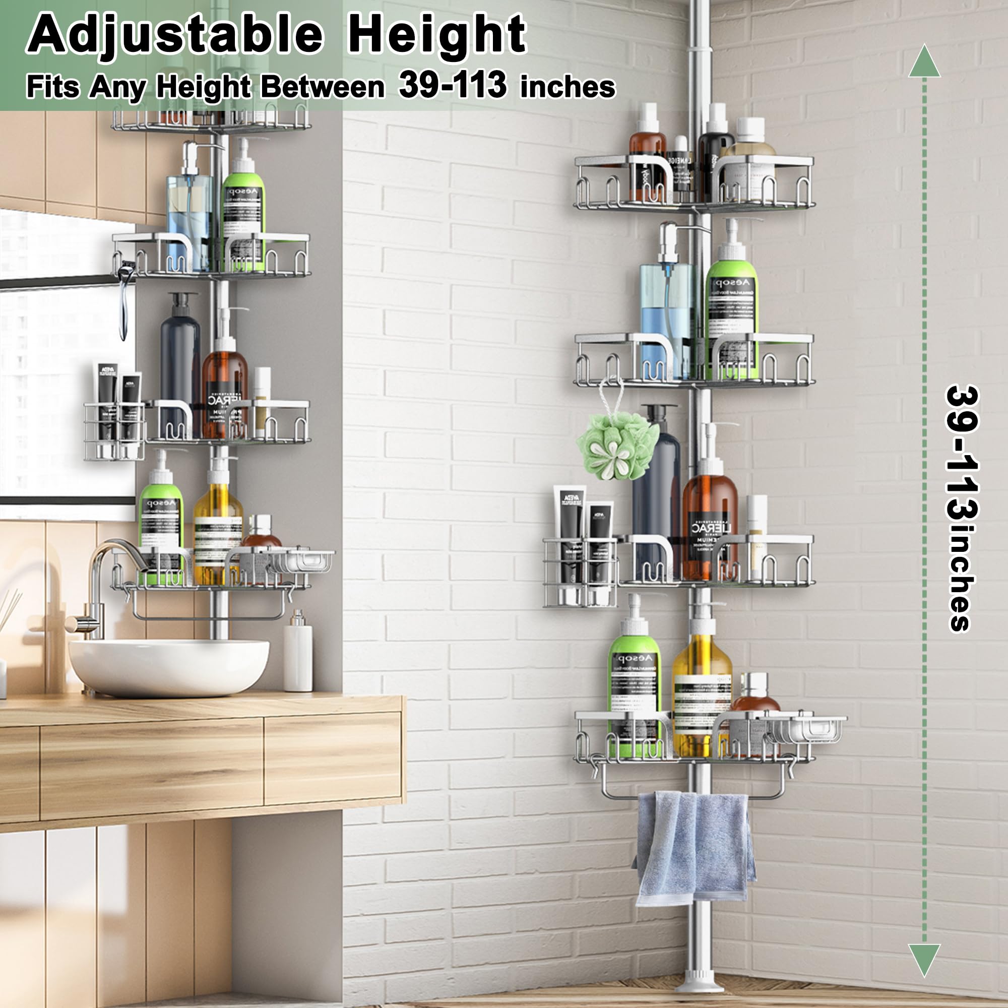 Clothink stainless steel caddy with hollow drainage for quick drying