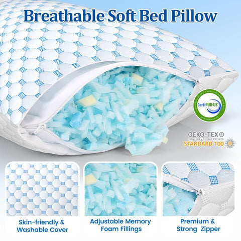CloudBliss adjustable fill pillow lets you customize height and support.