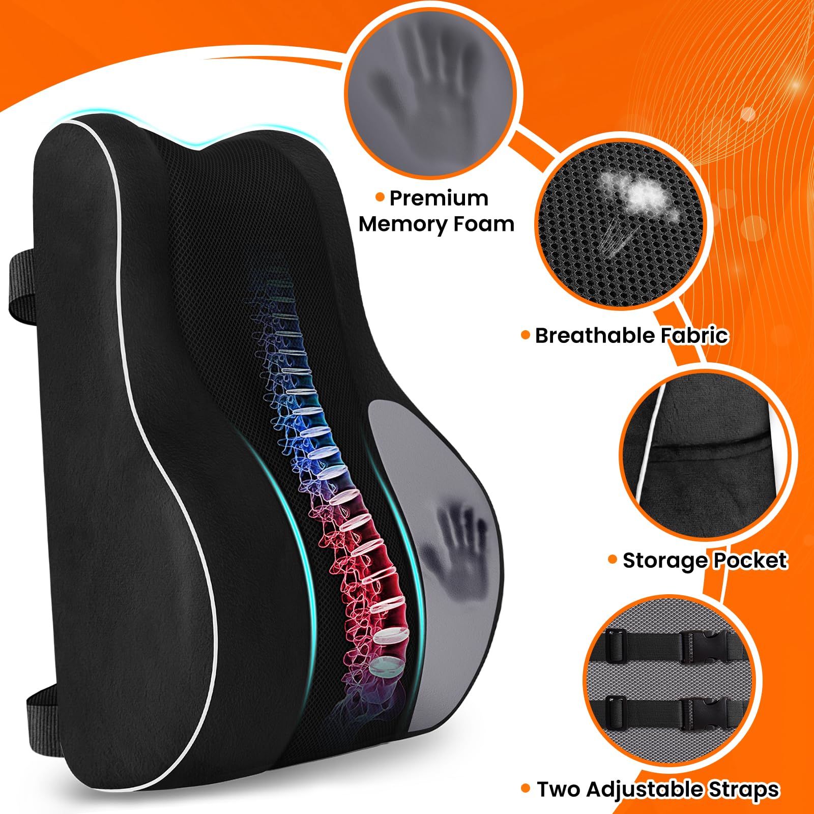 CloudBliss anti-slip bottom keeps the pillow secure on desks, seats, or gaming chairs.