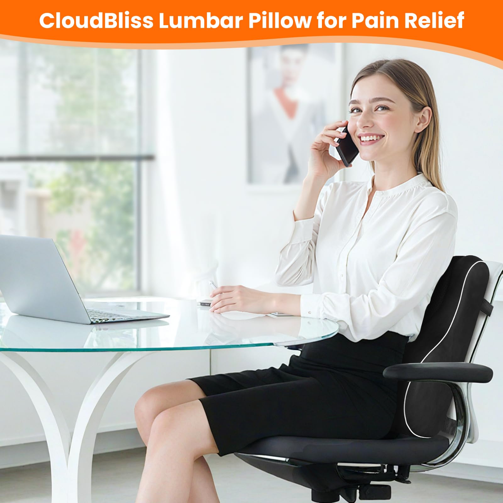 CloudBliss pillow with adjustable straps keeps your posture stable during long drives.