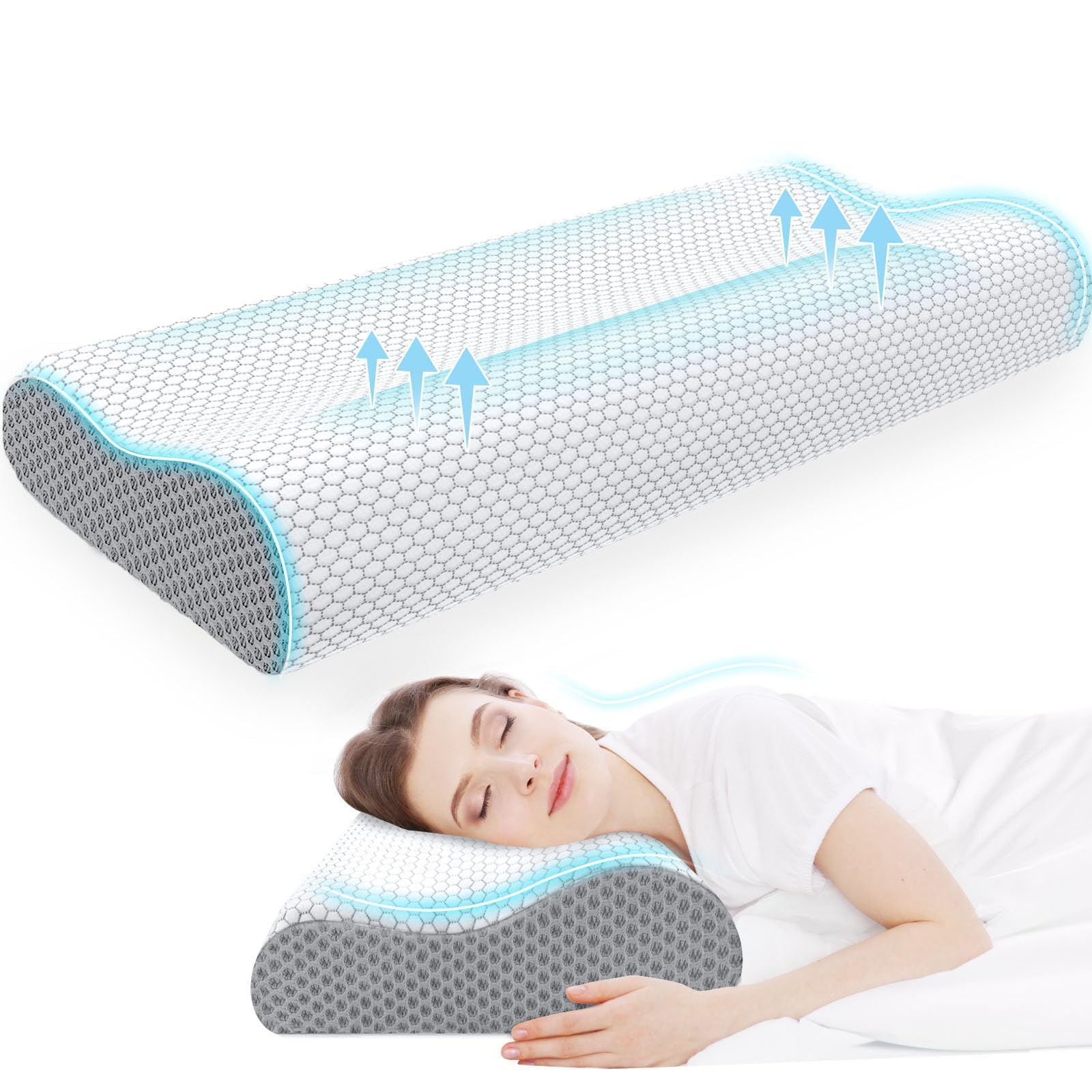CloudBliss memory foam pillow close-up showing cloud-like neck support