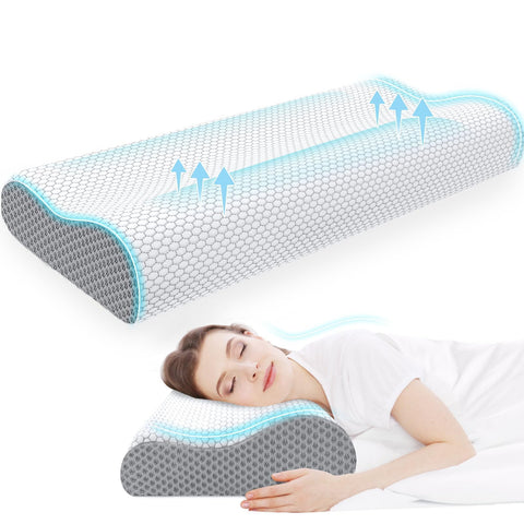 CloudBliss memory foam pillow close-up showing cloud-like neck support
