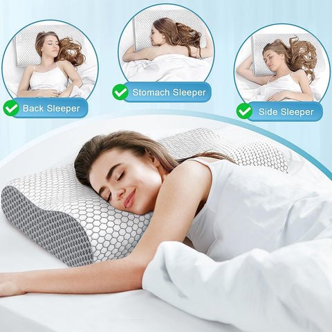 CloudBliss memory foam pillow usage demonstrating sleep-ready setup