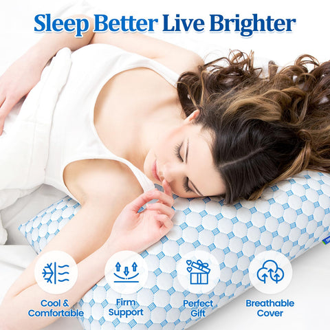 CloudBliss queen size pillow fits most beds and layouts.