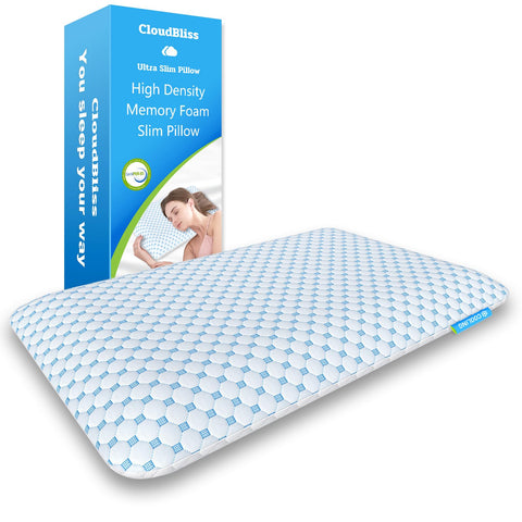 CloudBliss Thin Pillow showing a 2.75-inch thickness for neck and spine alignment