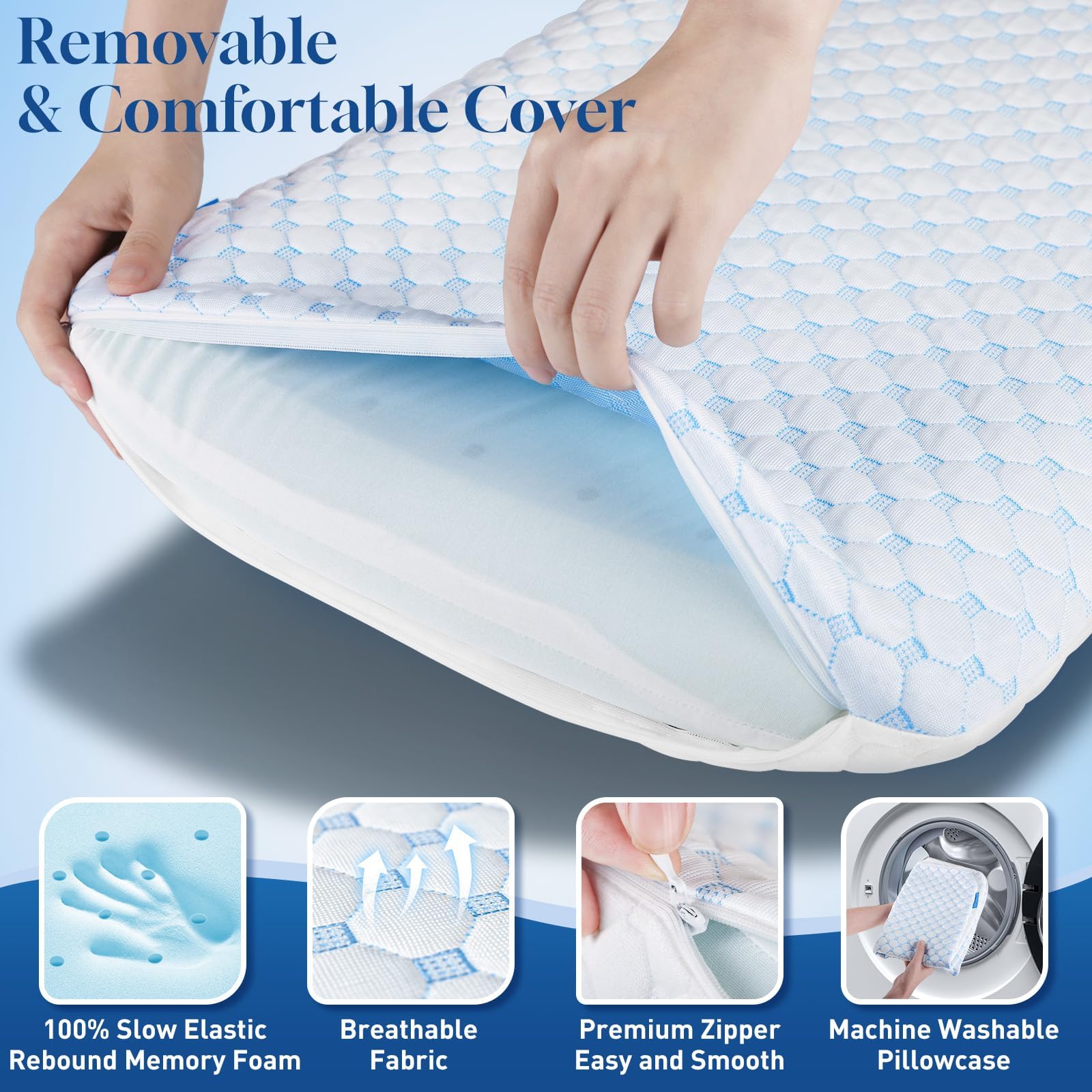 CloudBliss Thin Pillow supports back and stomach sleepers with gentle contour