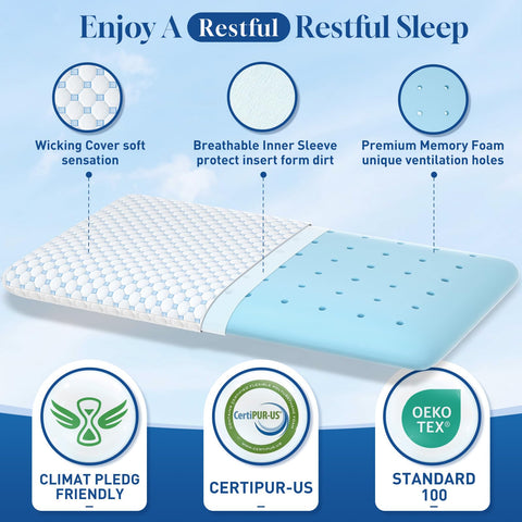 CloudBliss Thin Pillow memory foam core providing even pressure distribution
