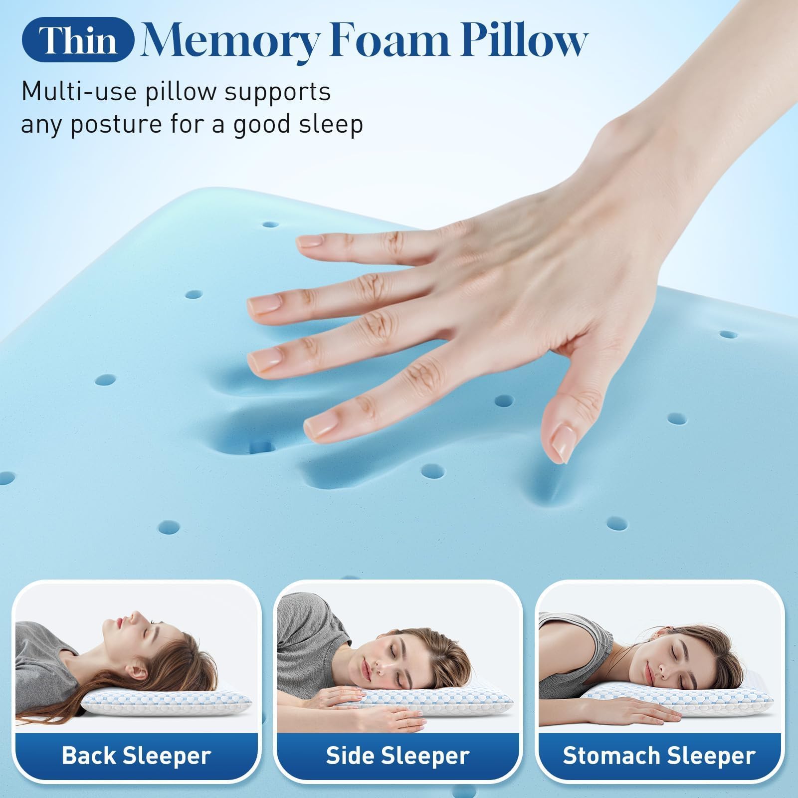 CloudBliss Thin Pillow removable machine-washable cover for easy care