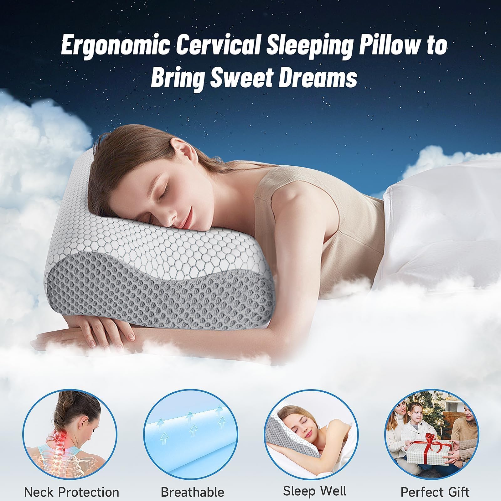 CloudBliss pillow with two-height design enabling height customization