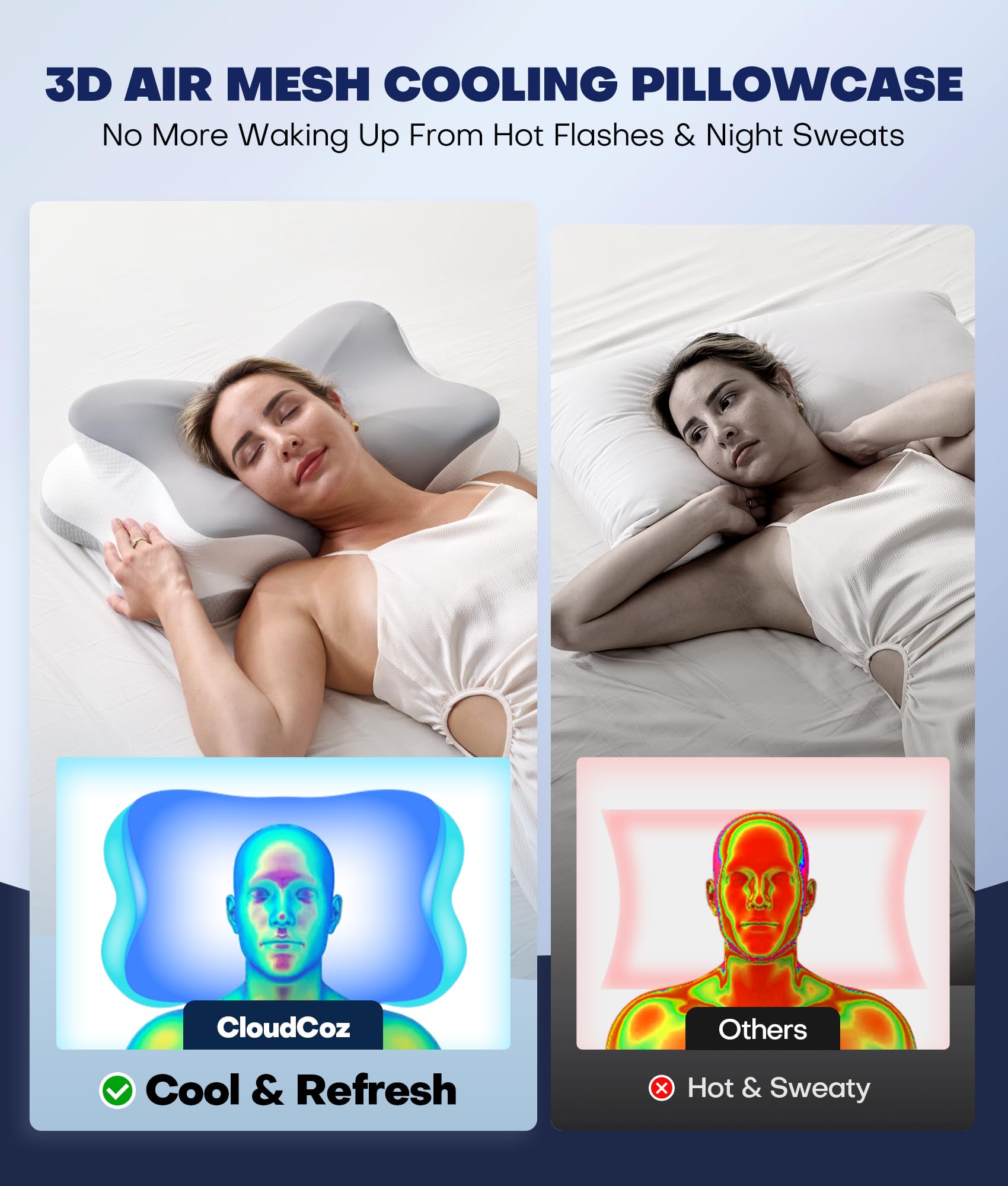 Certifications for CloudCoz pillow: CertiPUR-US, Oeko-Tex, ISPA.