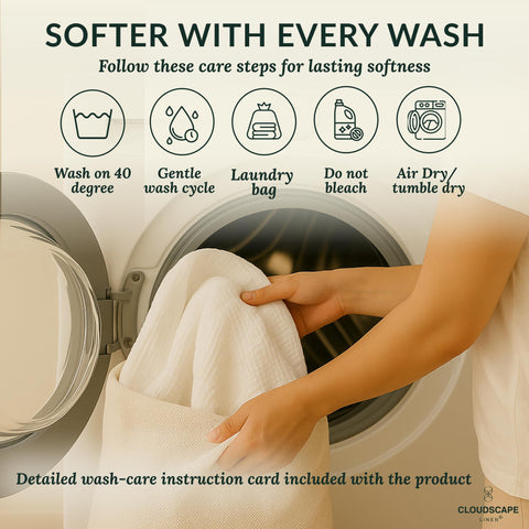 Cloudscape Linen durable blanket maintains soft color and texture after washes.