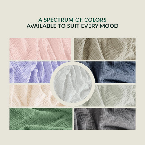 Cloudscape Linen layered gauze construction emphasizing durability and softening over time.