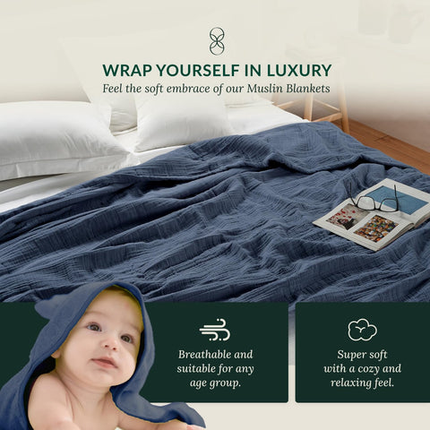 Cloudscape Linen oversized 92x108 blanket draped to illustrate king-size coverage and cozy evenings.