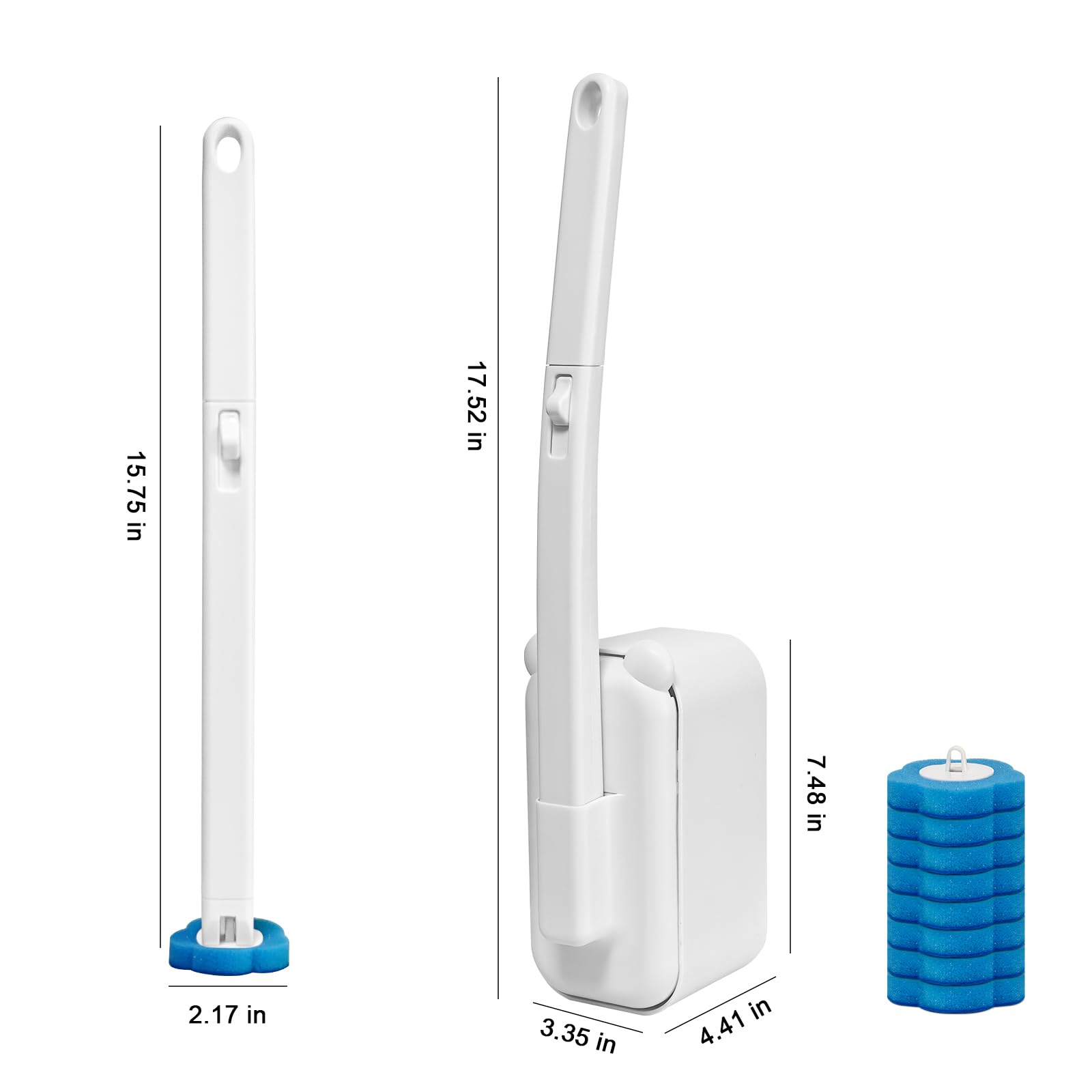 Clowand wall-mounted brush holder keeps bathroom surfaces clean.