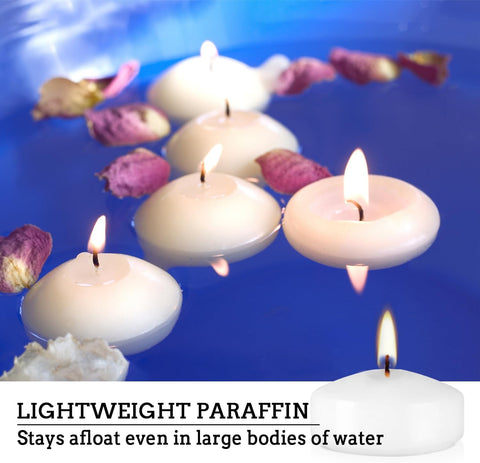 CLTNIKET spa bath ambiance with a 2-inch white floating candle.