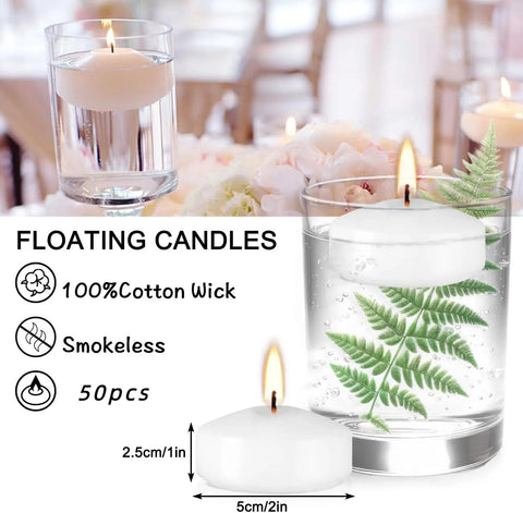 CLTNIKET 2-inch white floating candle ideal for wedding centerpiece glow.