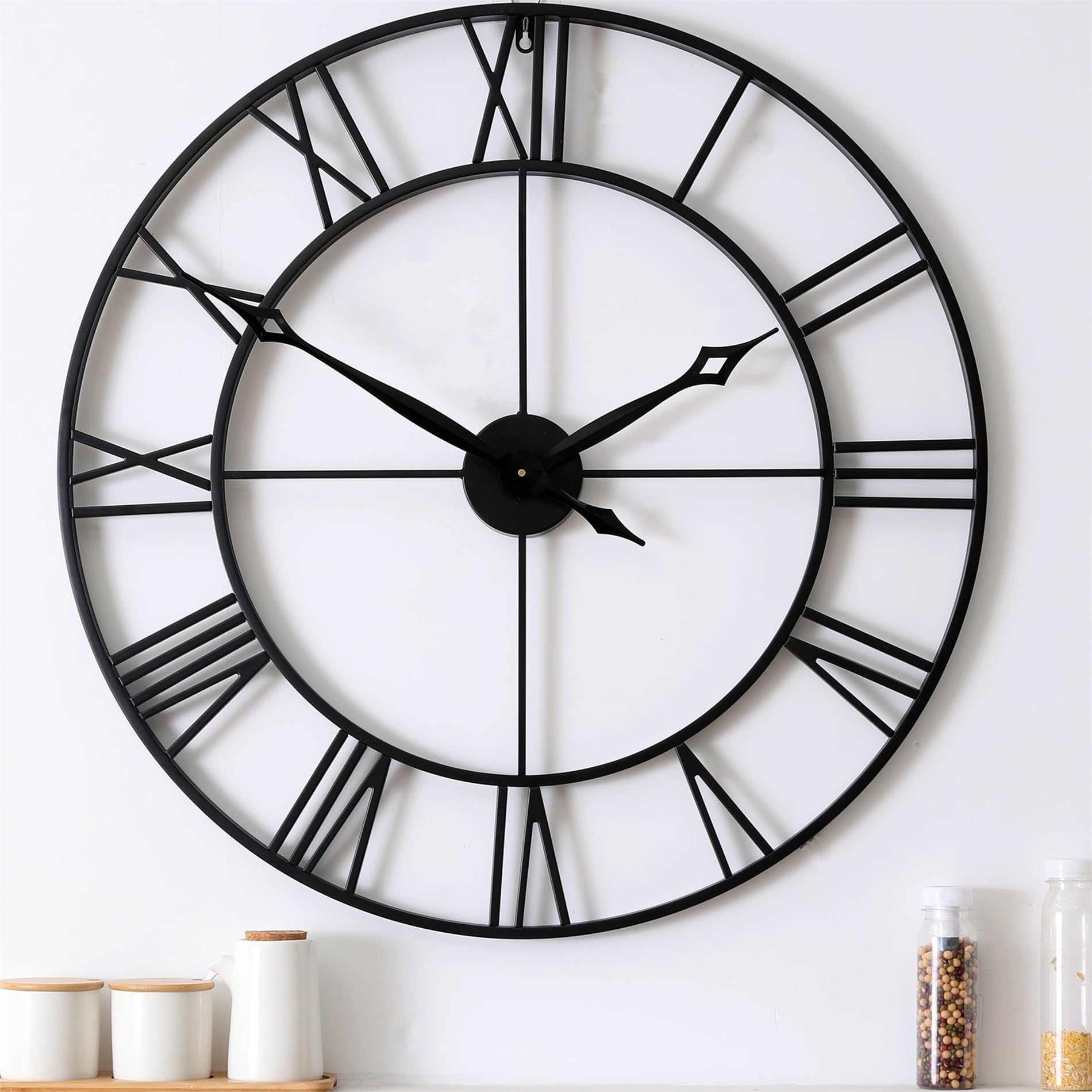 CLXEAST 30-inch clock showing solid metal construction for durable statement decor.