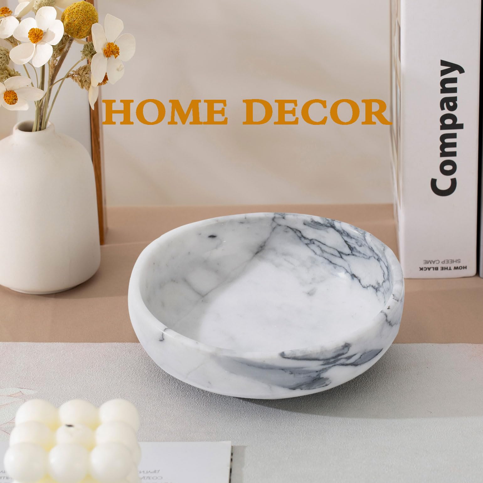 CM CHIC MONDAY marble bowl on entryway table adds refined organization