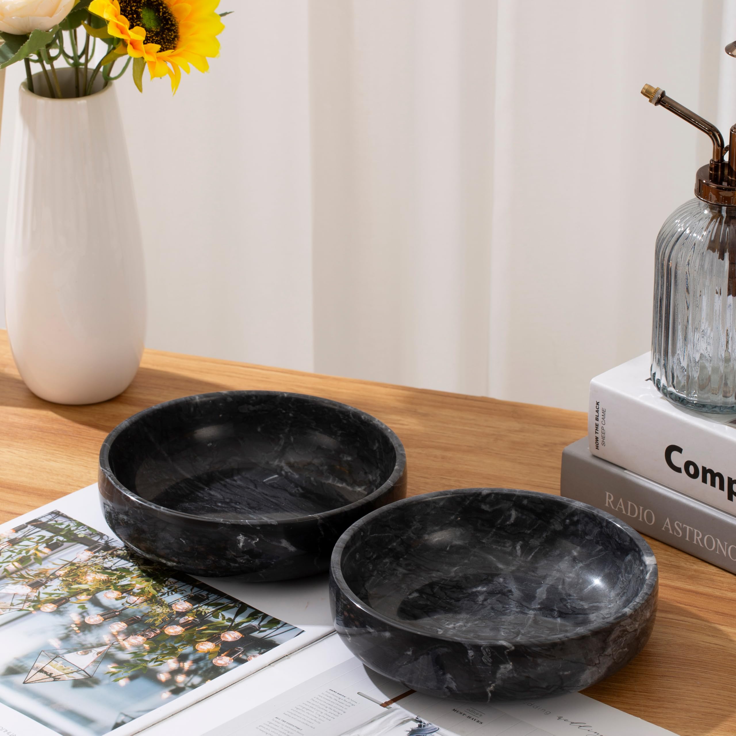CM CHIC MONDAY office decor marble bowl in natural black for desk organization.