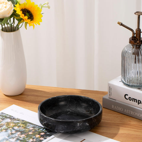 CM CHIC MONDAY natural black marble smudge bowl for altar use or incense.
