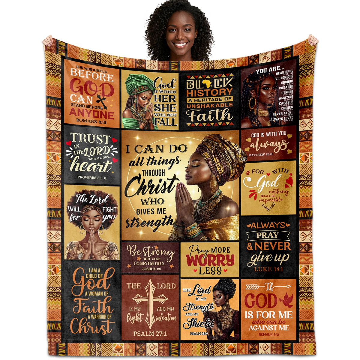 CMAJZIN prayer blanket for African American women offering cozy warmth for devotion.