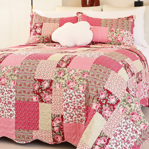 CMFshape Summer Floral Queen Quilt in soft microfiber for cozy all season comfort