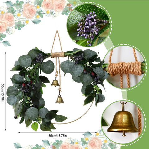 CMINAUS eucalyptus wreath closeup leaves texture highlights realistic greenery and craft detail.