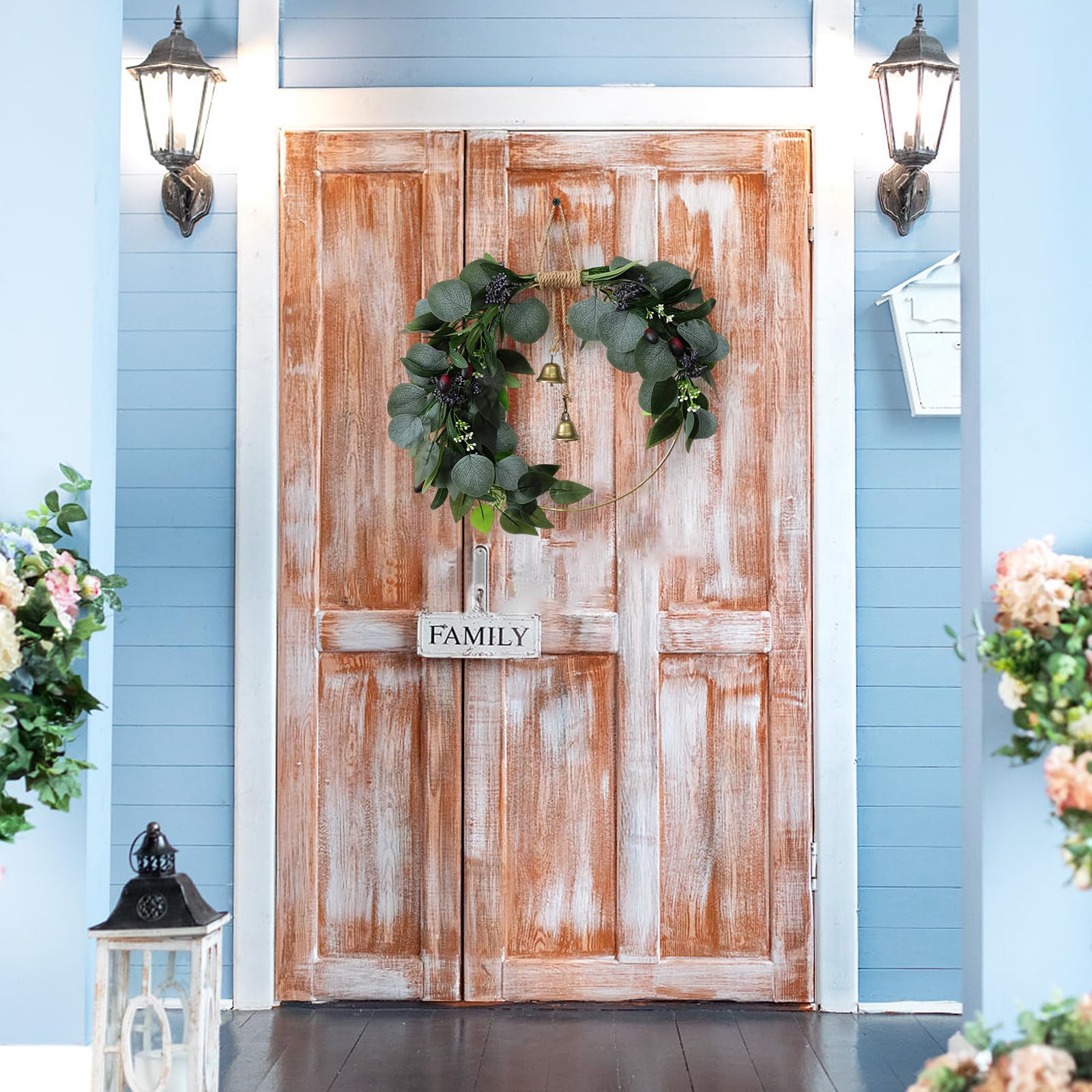 CMINAUS eucalyptus wreath wall art adds natural texture to living spaces.