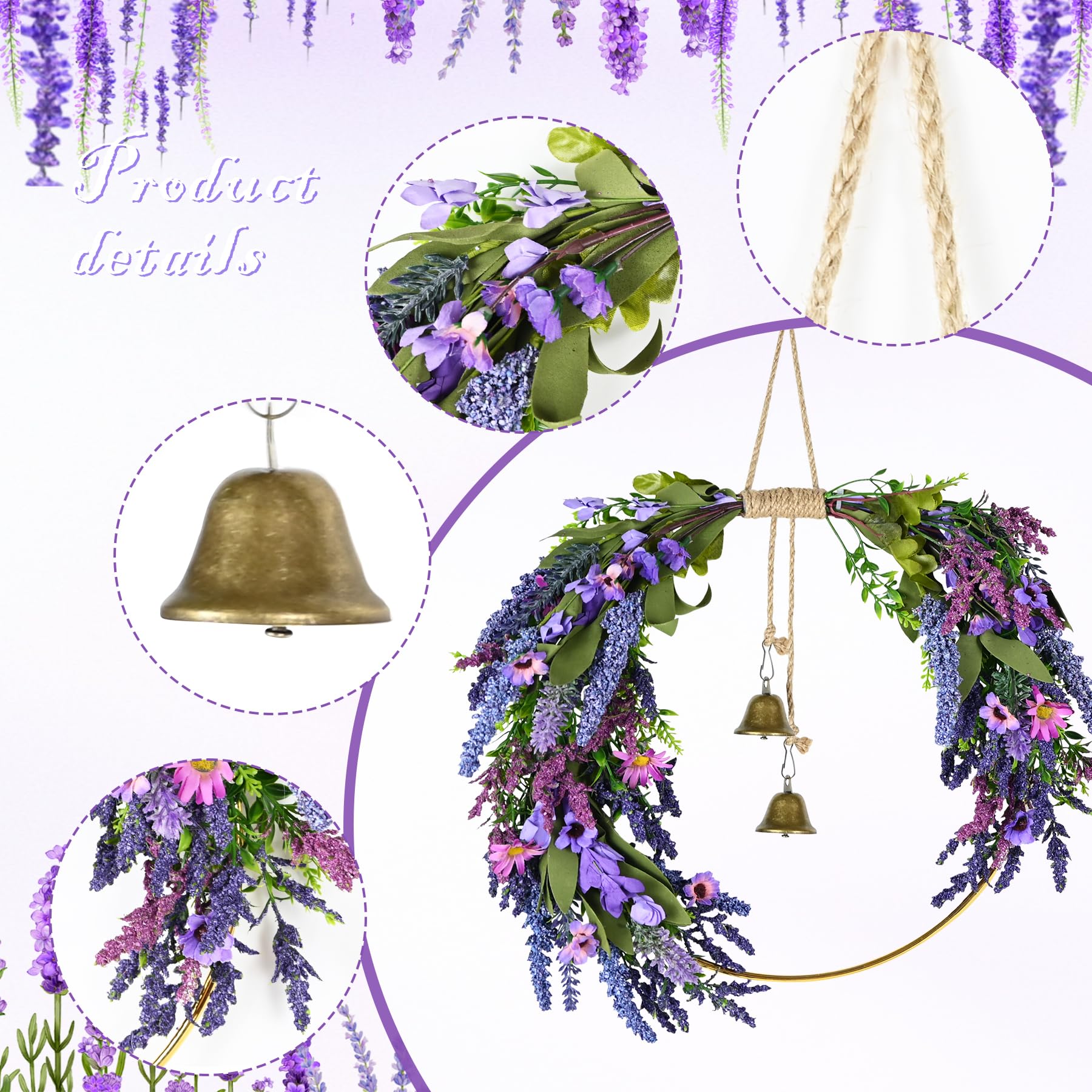 CMINAUS artificial hoop wreath emphasizing green foliage for year-round beauty