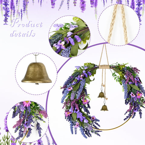 CMINAUS artificial hoop wreath emphasizing green foliage for year-round beauty