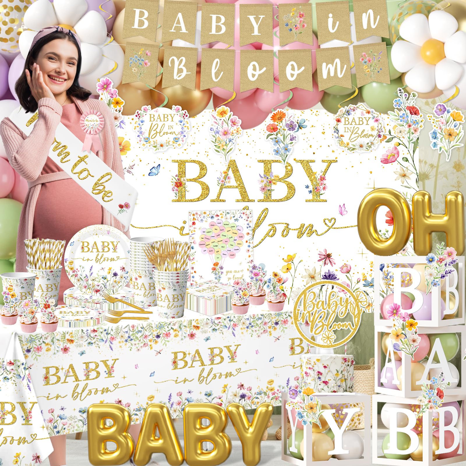 CMUSKO Baby in Bloom banner brightens the space with floral theme