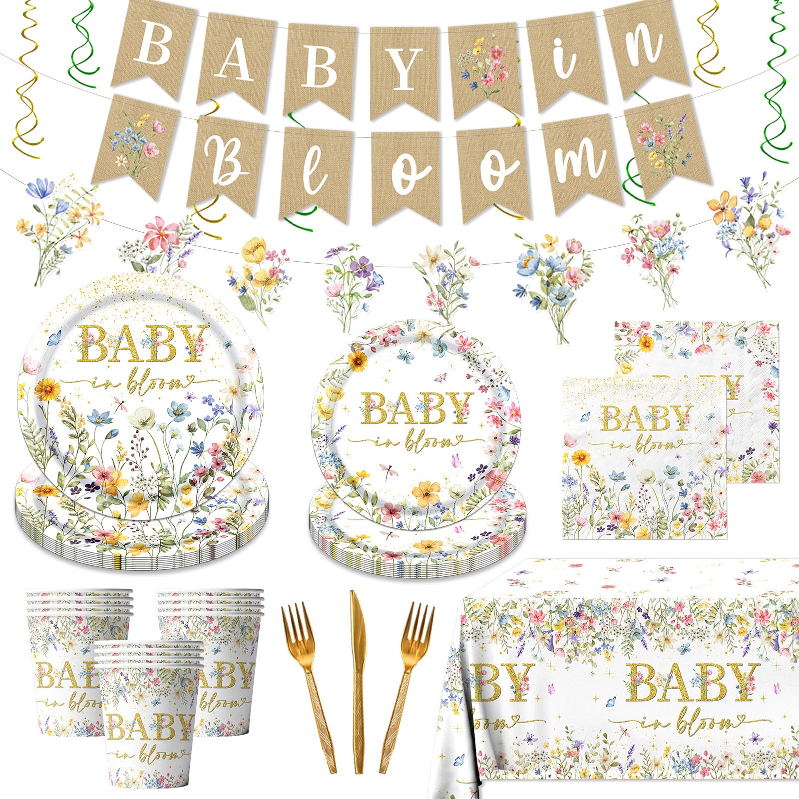 CMUSKO Baby in Bloom banner decor for a festive baby shower