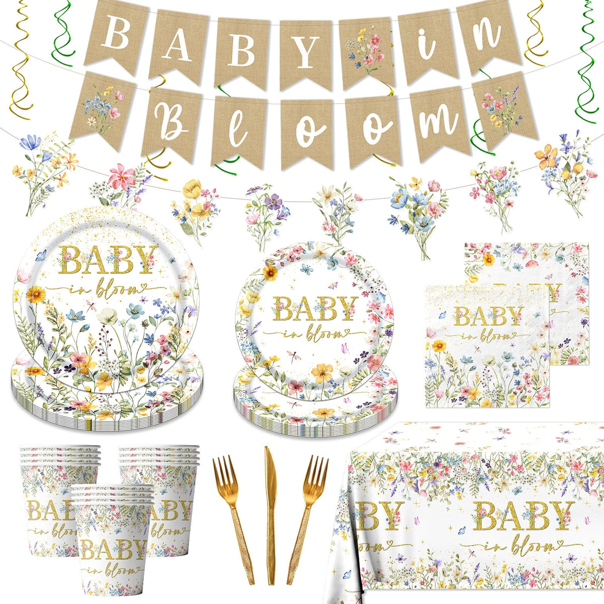 CMUSKO Baby in Bloom banner decor for a festive baby shower
