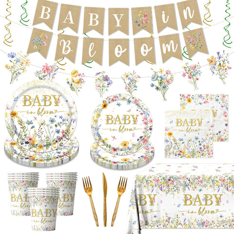 CMUSKO Baby in Bloom banner decor for a festive baby shower
