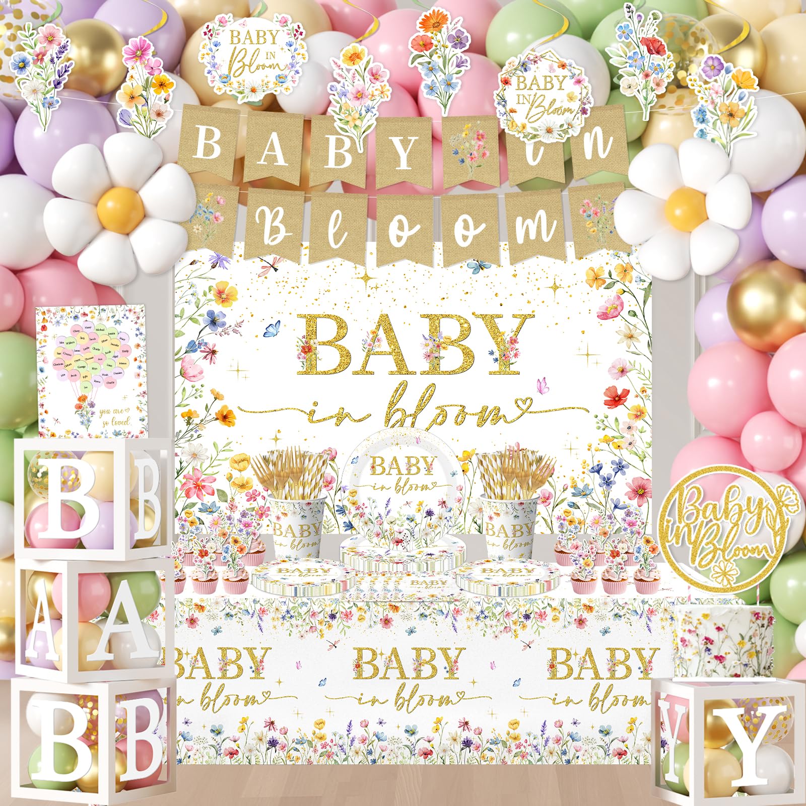 CMUSKO Baby in Bloom napkins and cups pair for cohesive table setup