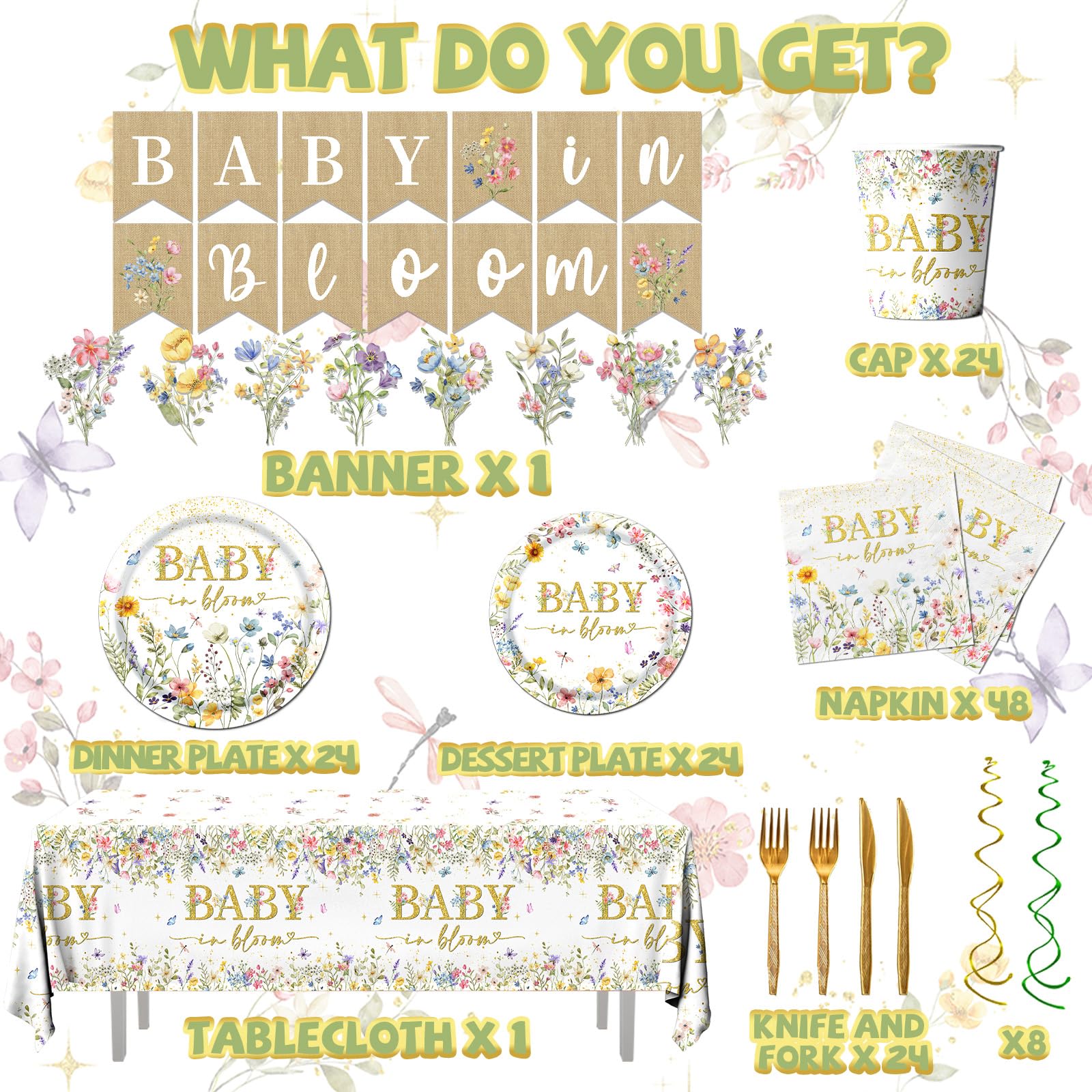 CMUSKO Baby in Bloom 9-inch plates showcase floral theme and easy serving