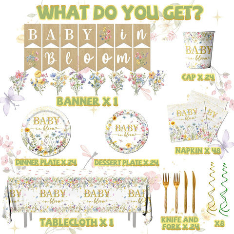 CMUSKO Baby in Bloom 9-inch plates showcase floral theme and easy serving