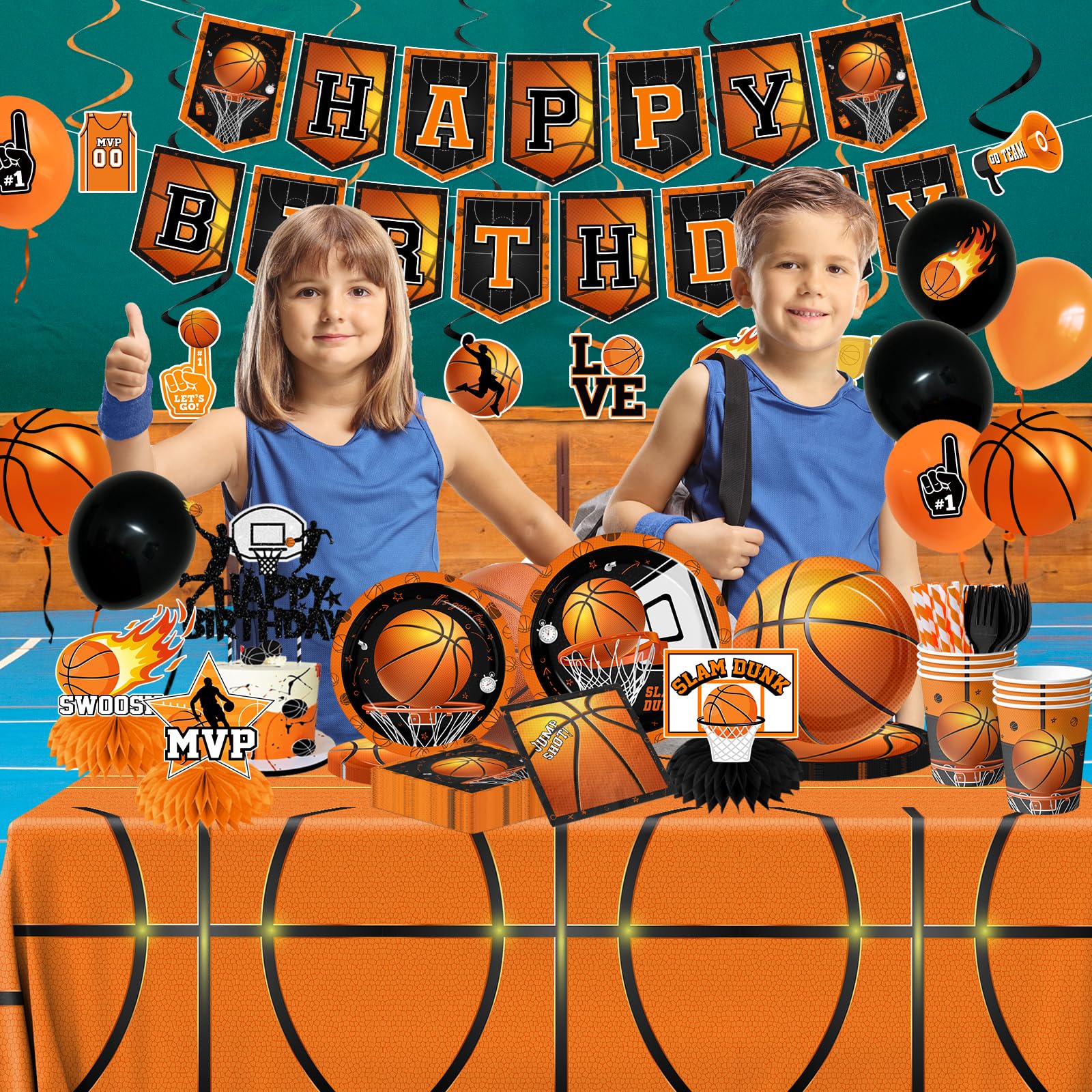 CMUSKO basketball cups and napkins simplify serving and matching design.