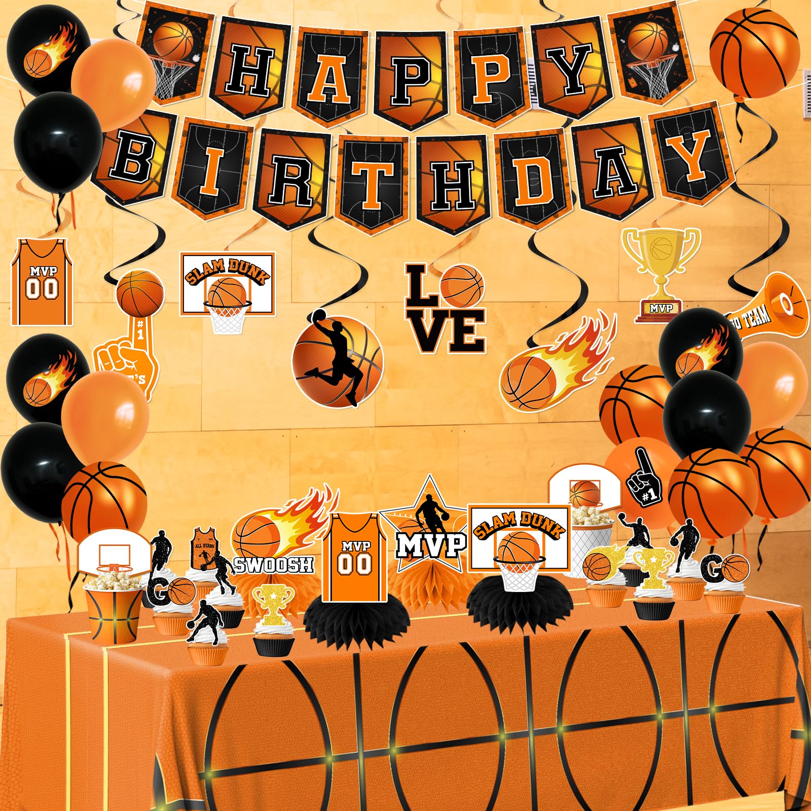 CMUSKO basketball tablecloth offers quick, mess-free setup.
