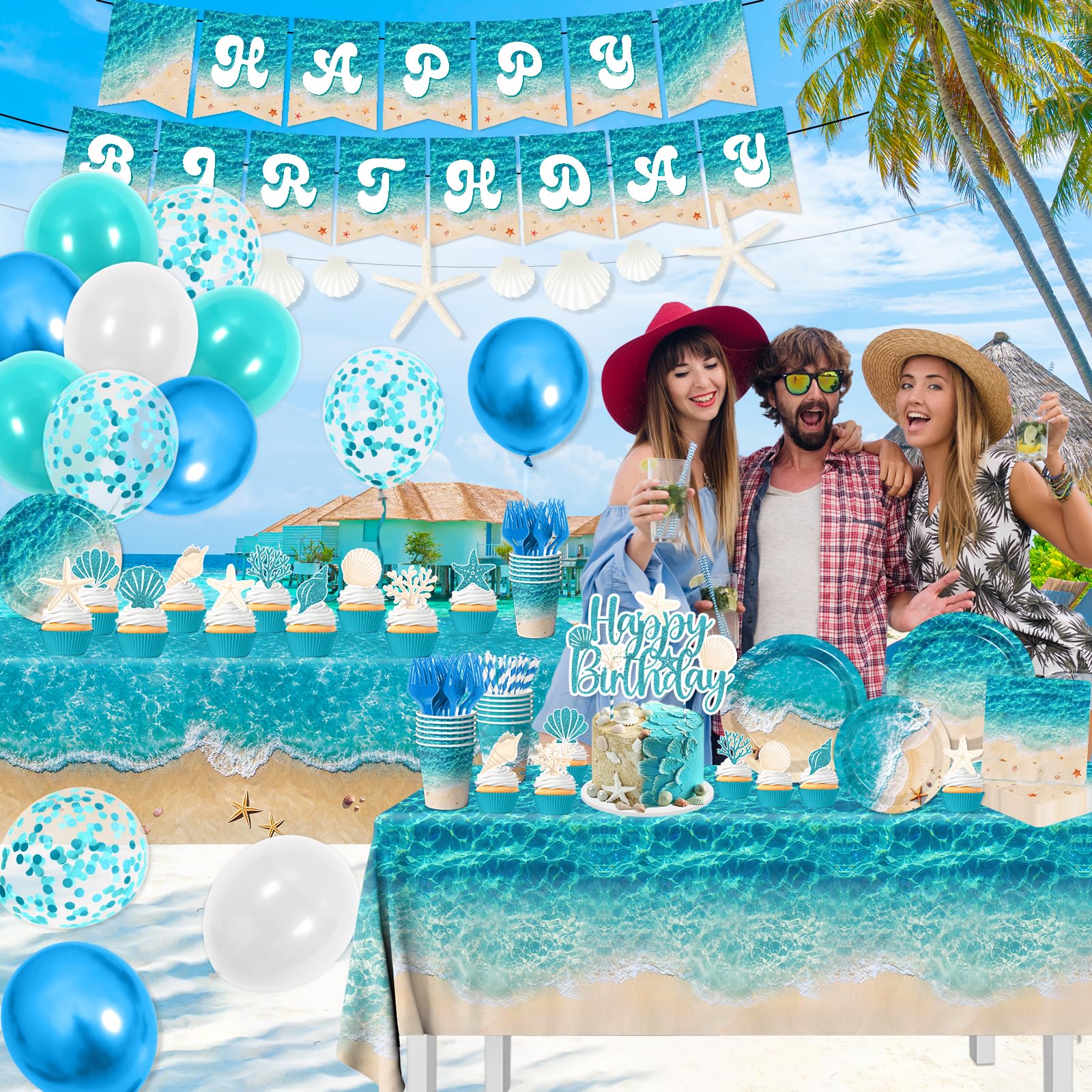 CMUSKO beach plates showcase ocean theme for easy, mess-free meals