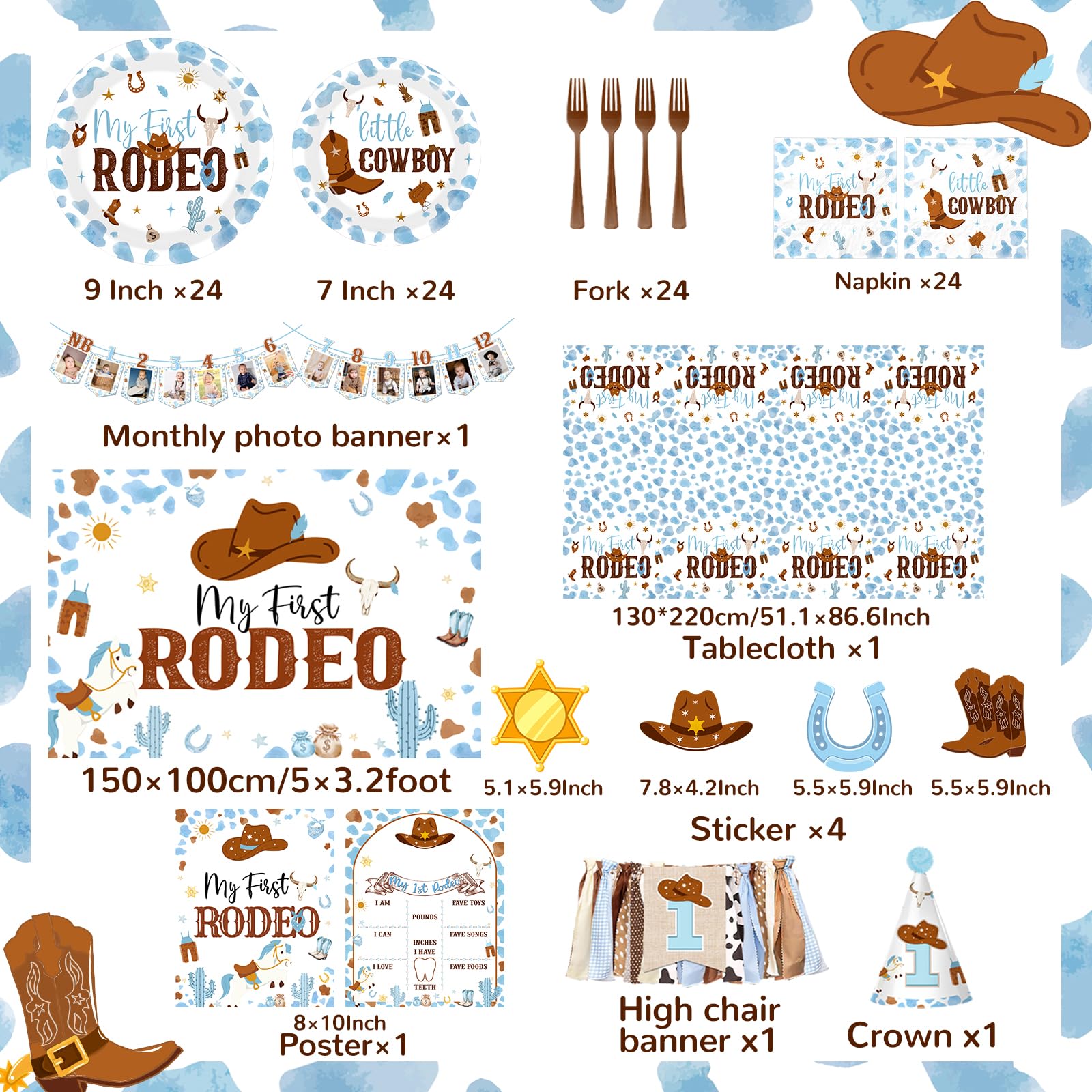 CMUSKO Boys cowboy tableware collection for convenient, themed dining.