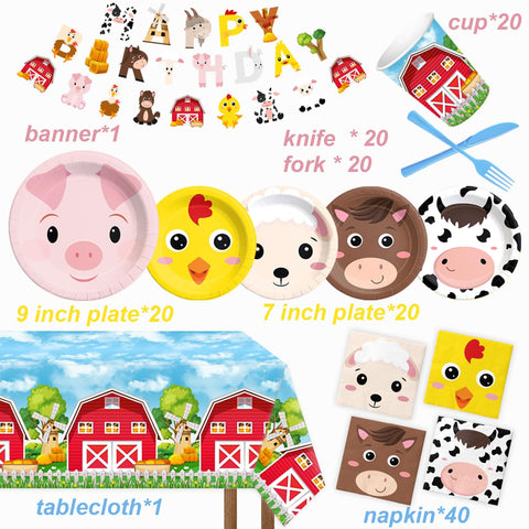 CMUSKO farm birthday cutlery set includes knives and forks for all guests