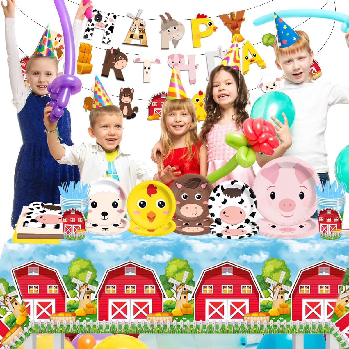 CMUSKO farm birthday napkins add festive touch and quick wipeups for kids