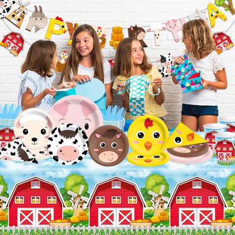 CMUSKO farm birthday tablecloth ties the look together and protects surfaces