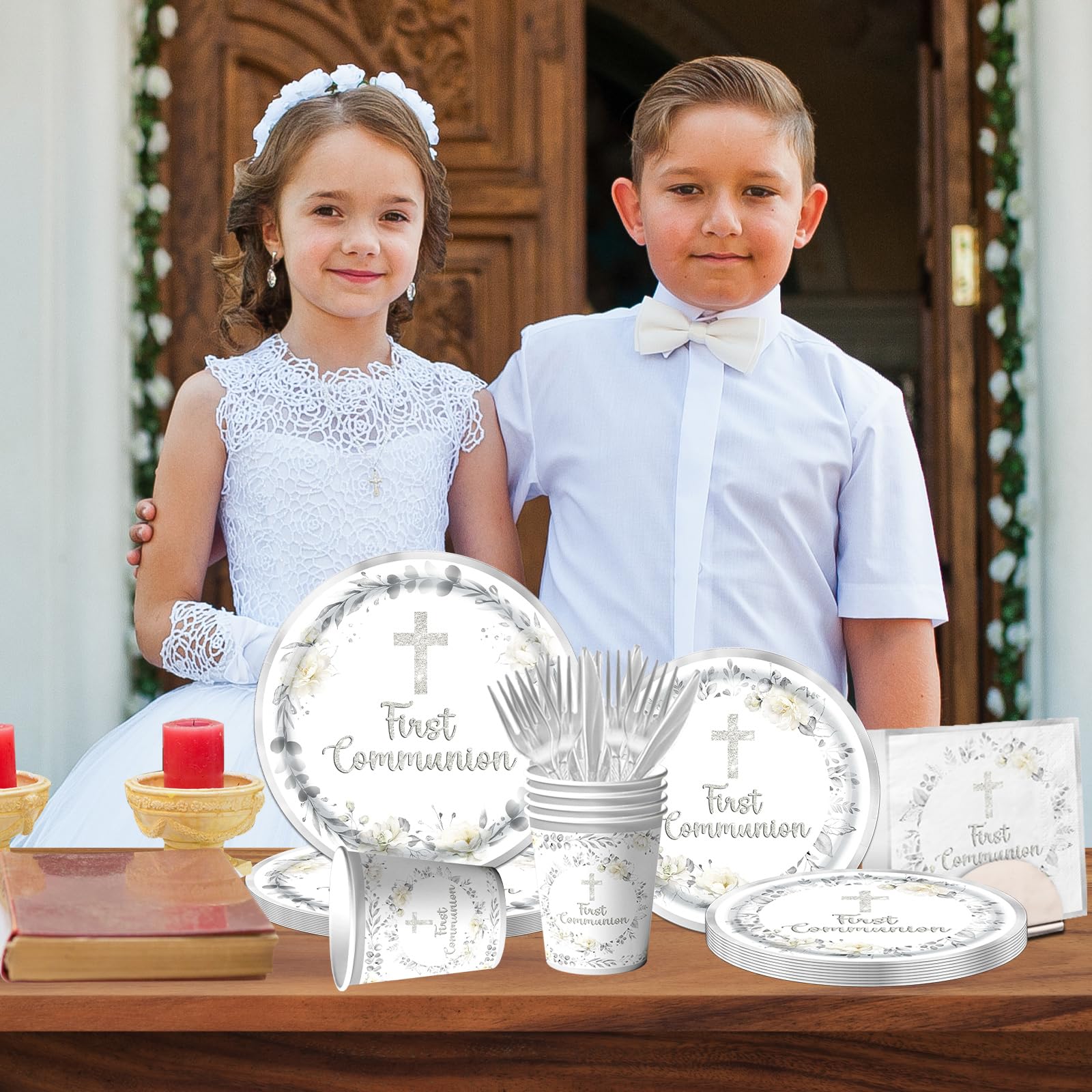 CMUSKO first communion dessert plates add color and grace to the celebration