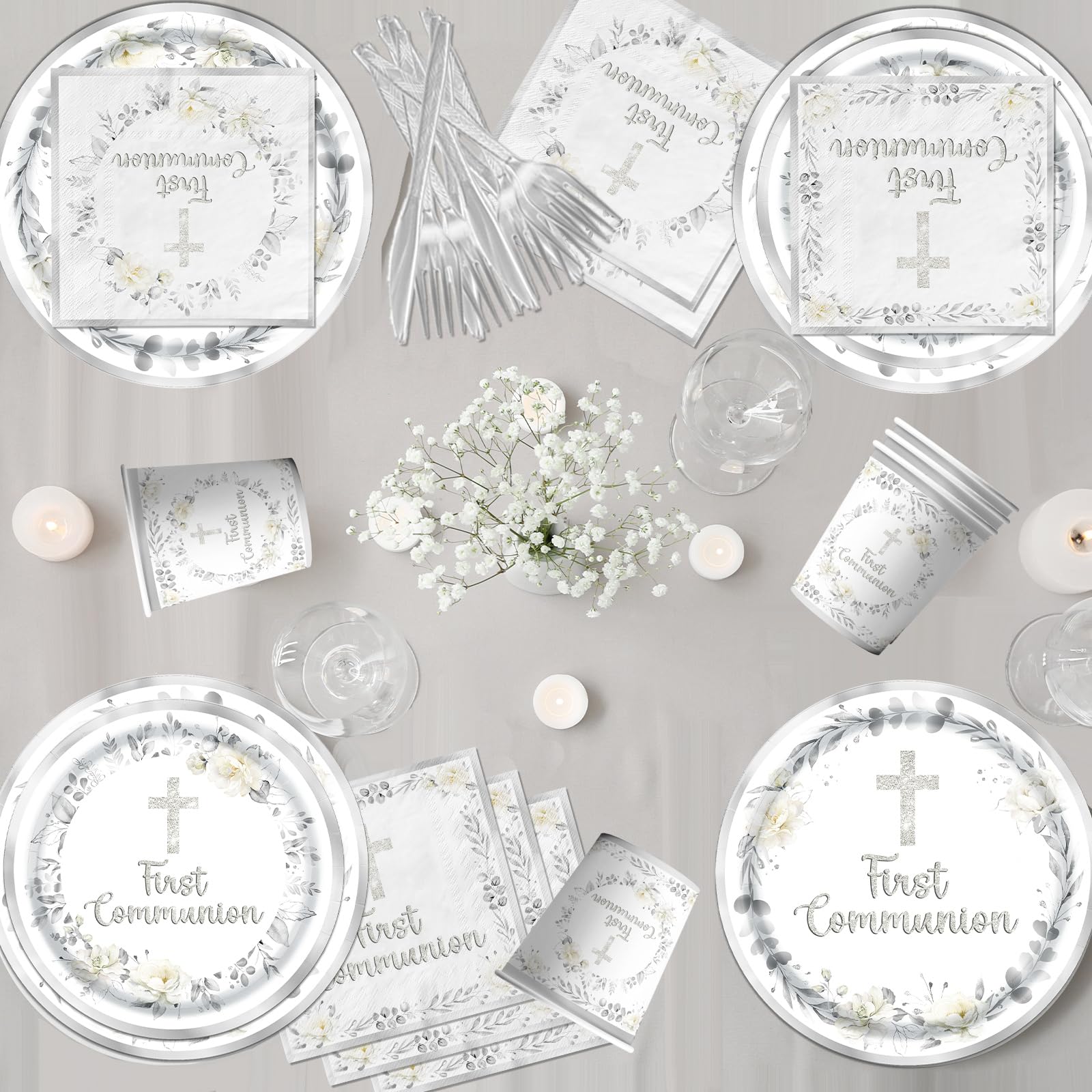 CMUSKO first communion napkins complete the coordinated tableware look