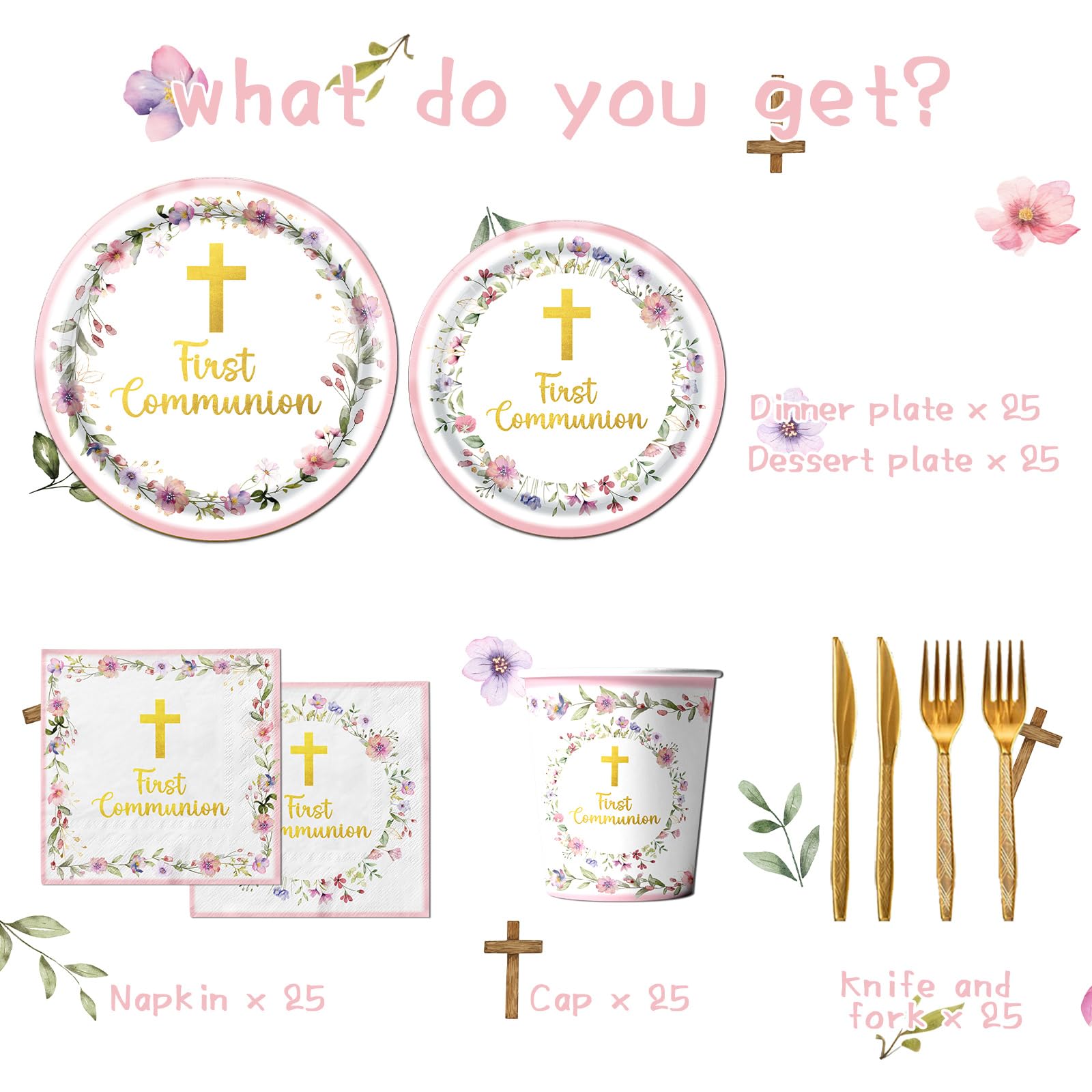 CMUSKO pink first communion cups for spill-free serving at celebrations.