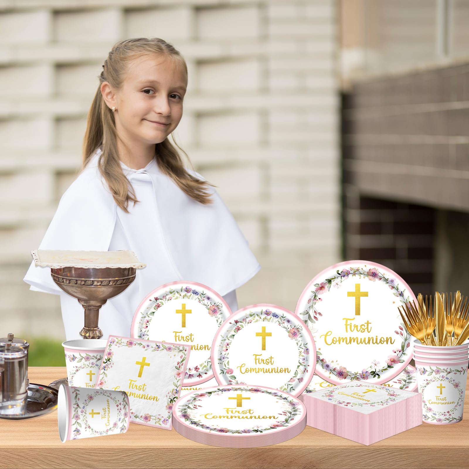 CMUSKO pink first communion napkins for quick cleanup and soft touch.