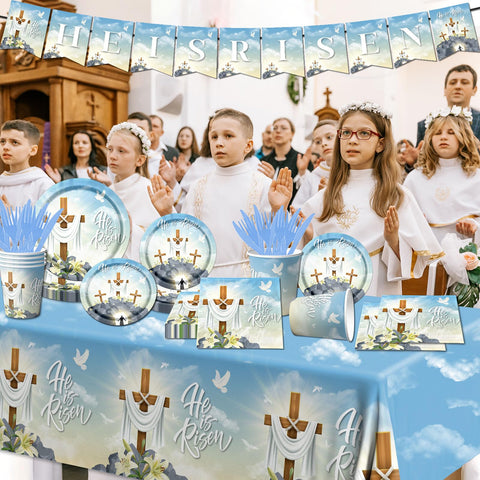 CMUSKO He is Risen plates two sizes for versatile serving.