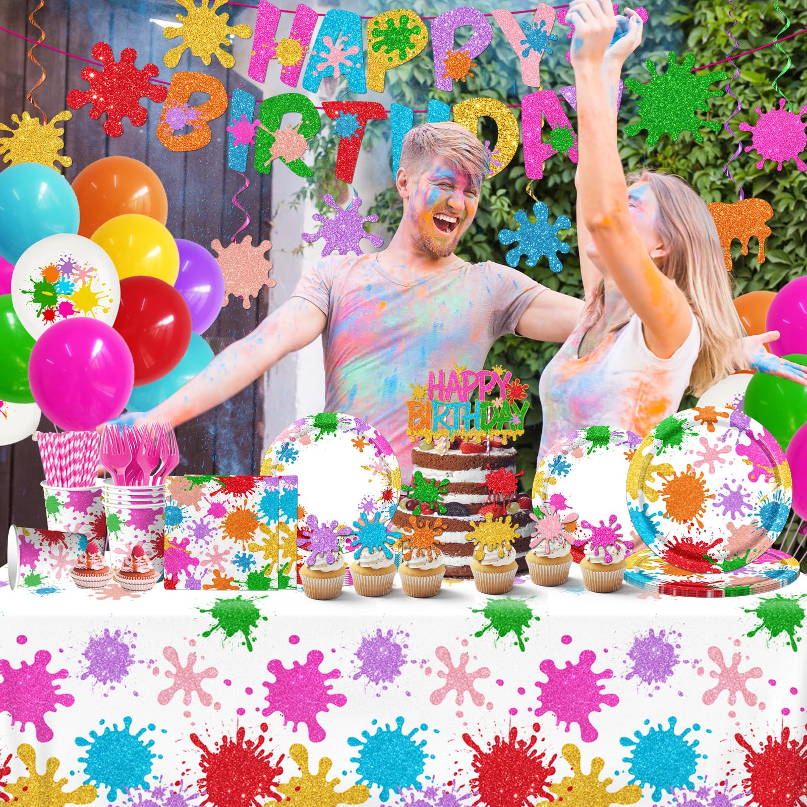 CMUSKO paint-splatter swirls create festive movement for photos and celebrations.